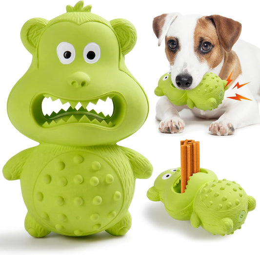 Interactive Dog Chew Toy - Fillable Squeaky Toy with Milk Flavor