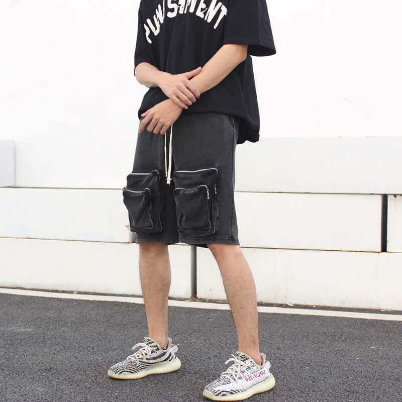 11 BYBB'S DARK Tactical Zipper Pockets Cargo Shorts Men Streetwear Functional Washed Short Pants Summer Joggers Men Shorts - titoama
