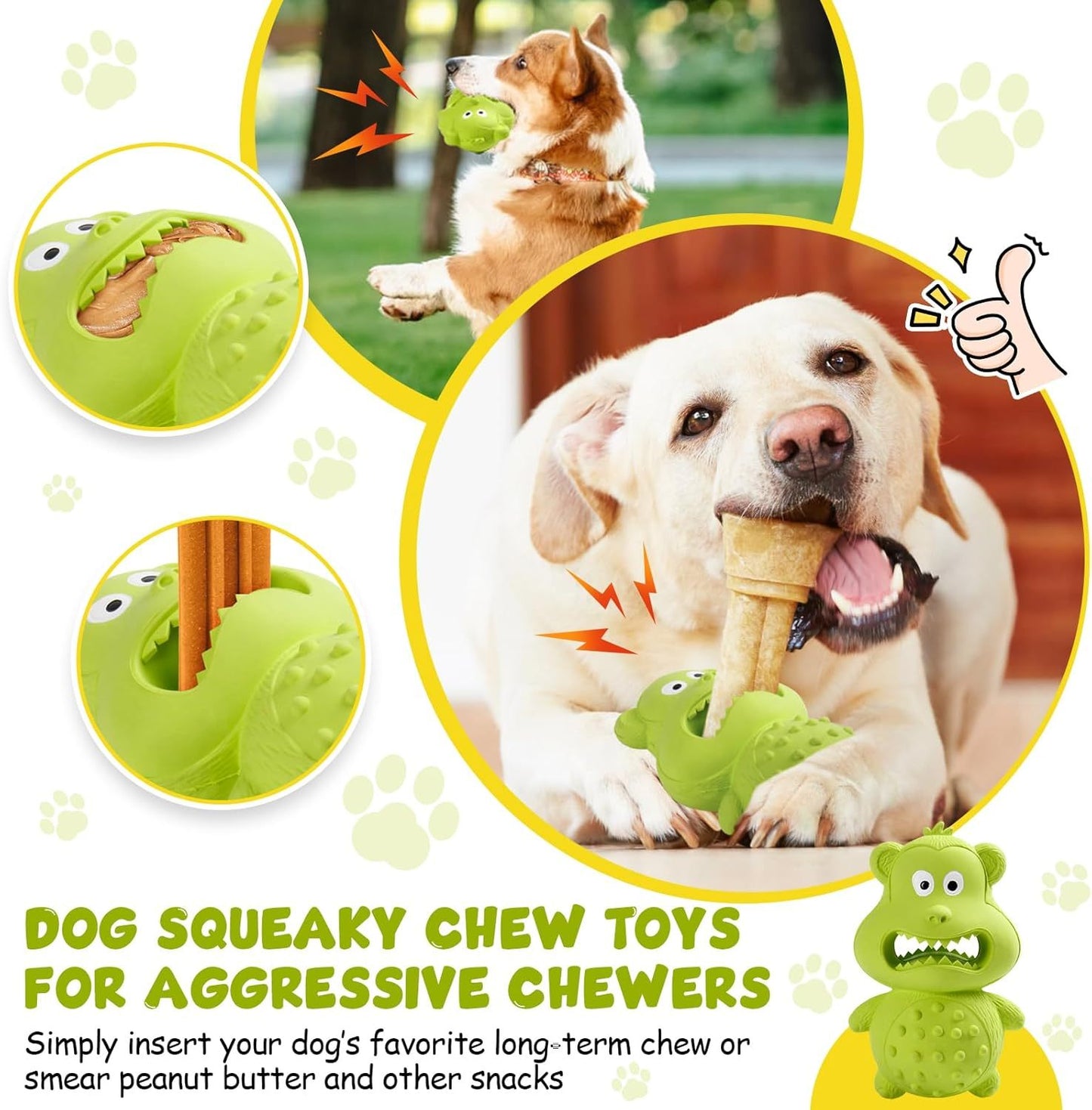 Interactive Dog Chew Toy - Fillable Squeaky Toy with Milk Flavor
