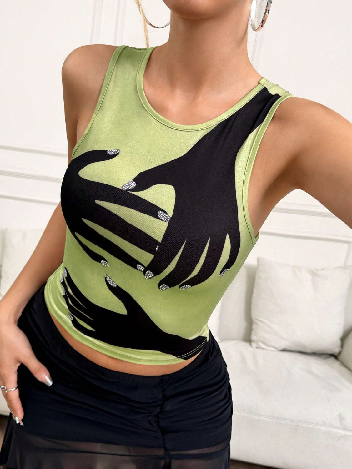 Round Neck Sleeveless Streetwear Top
