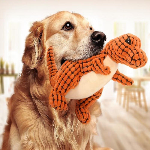 Dinosaur Dog Toy - Plush Squeaky Toy for Large Dogs & Aggressive Chewers