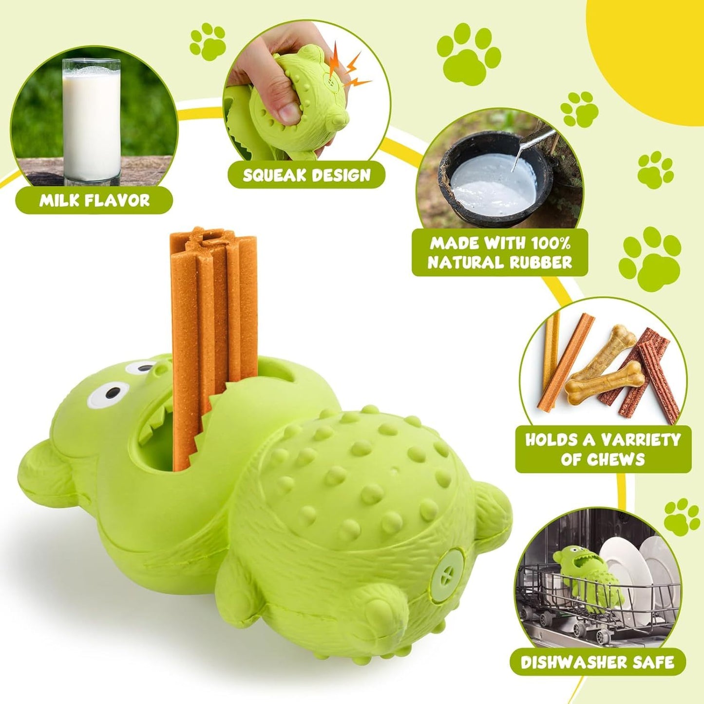 Interactive Dog Chew Toy - Fillable Squeaky Toy with Milk Flavor