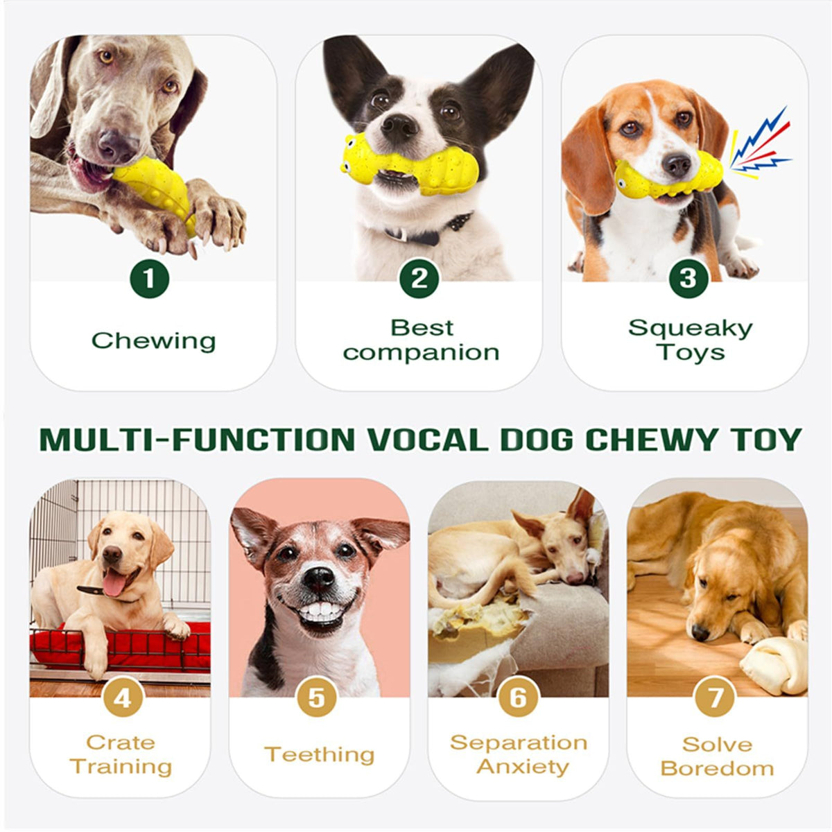 Squeaky Dog Chew Toys For Aggressive Chewers to Reduce Anxiety and Boredom for Small, Medium, and Large Breeds
