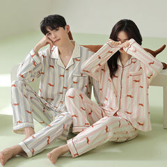 Fashionable Pure Cotton Couple Pajamas - titoama