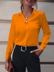 Commuter Women's Shirt Versatile Simple Solid Color Long Sleeve Mid-length Plus Size - titoama