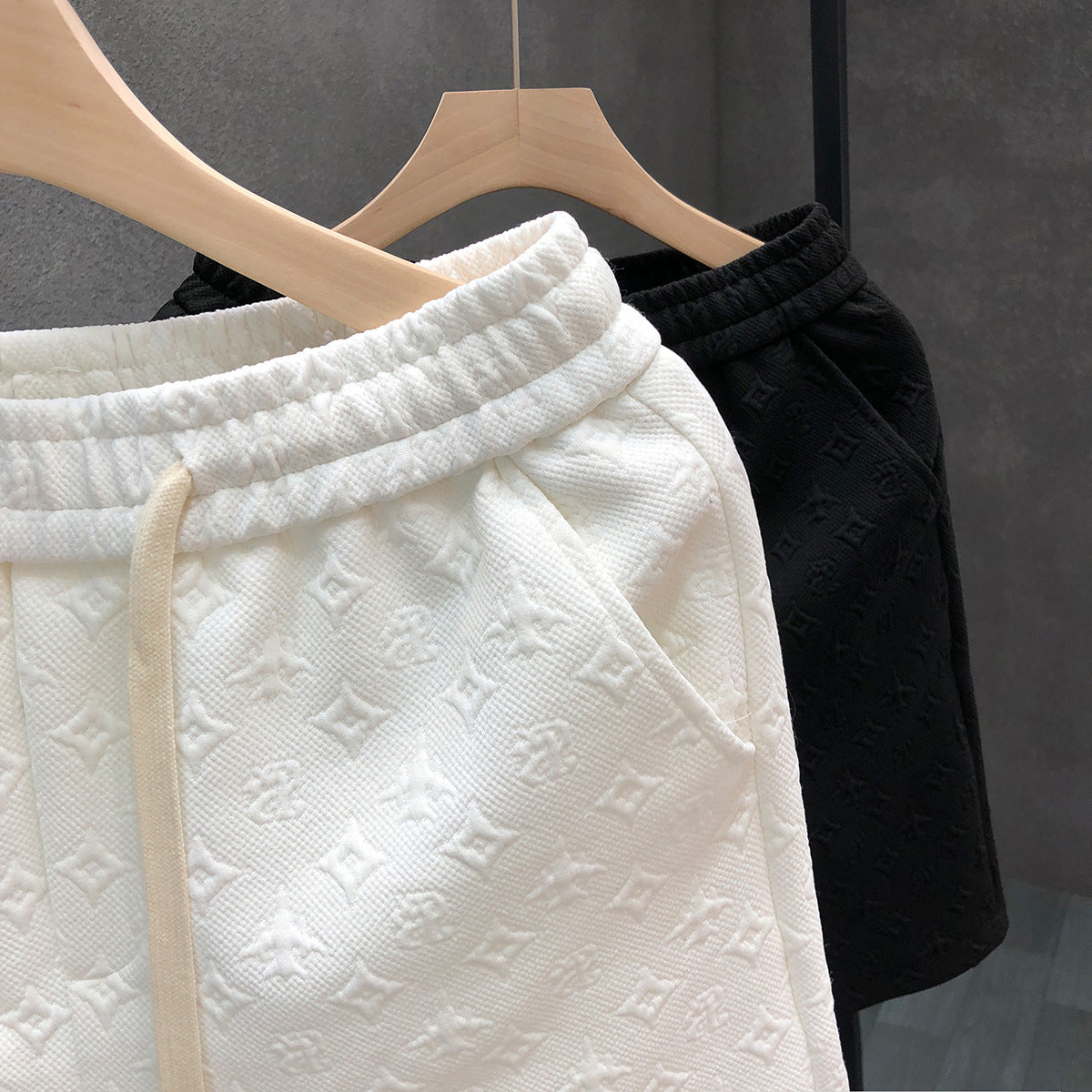 White Jacquard Shorts For Men Shorts - titoama