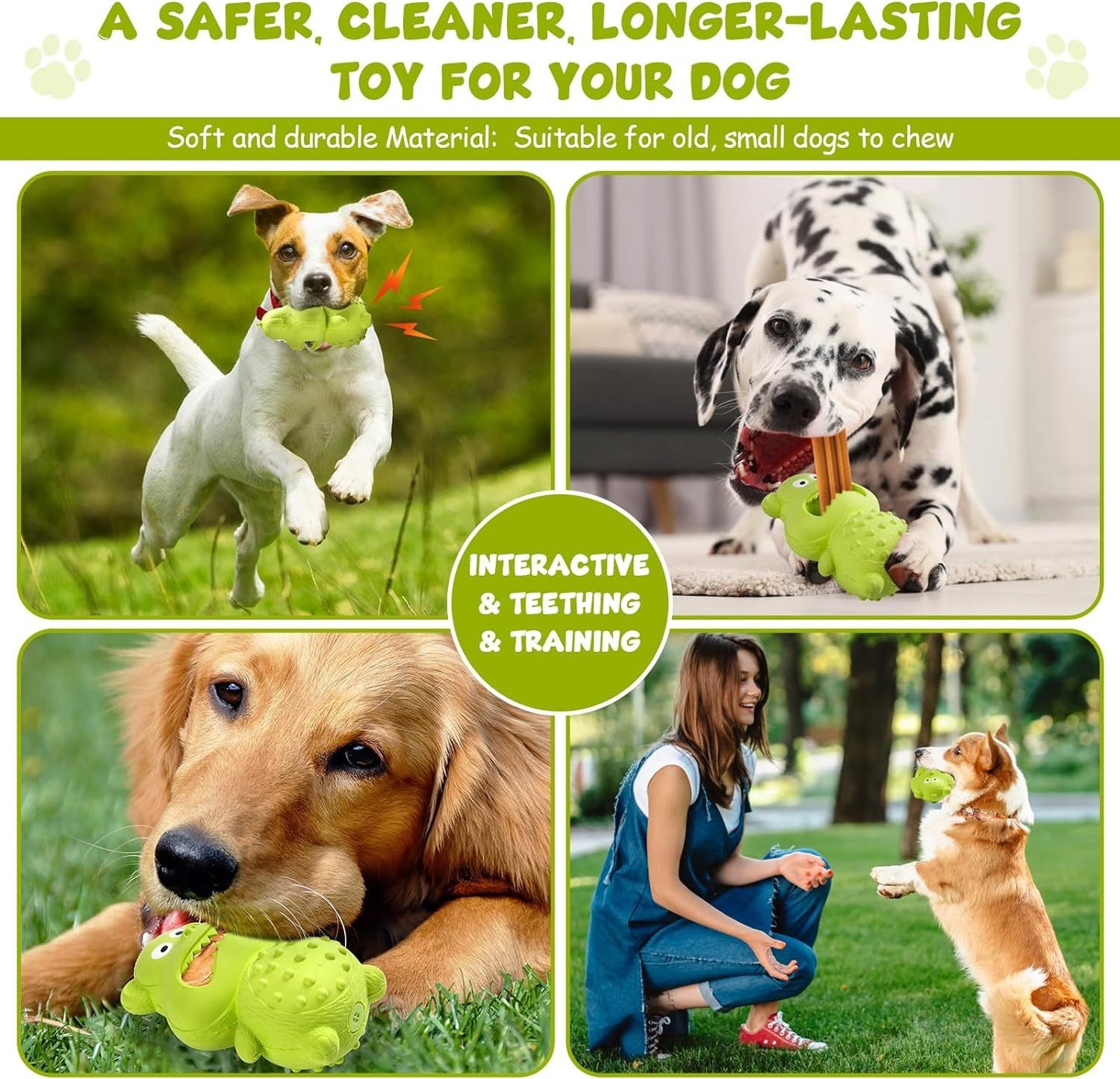 Interactive Dog Chew Toy - Fillable Squeaky Toy with Milk Flavor