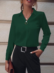 Commuter Women's Shirt Versatile Simple Solid Color Long Sleeve Mid-length Plus Size - titoama