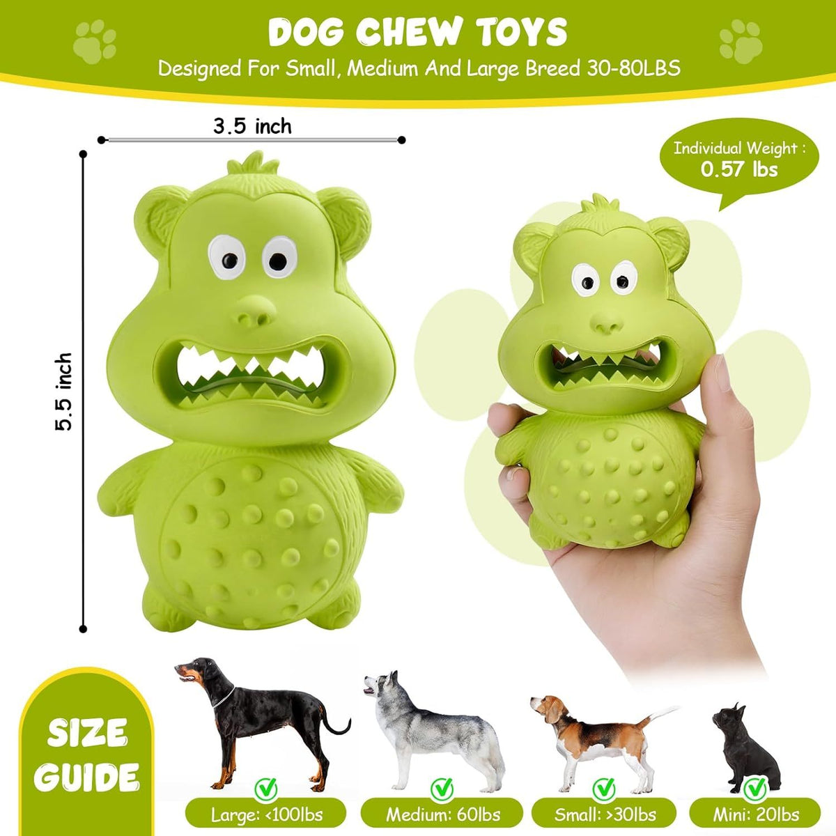 Durable Interactive Chew Toys for Medium Large Breed Dogs, Toys for Aggressive Chewers