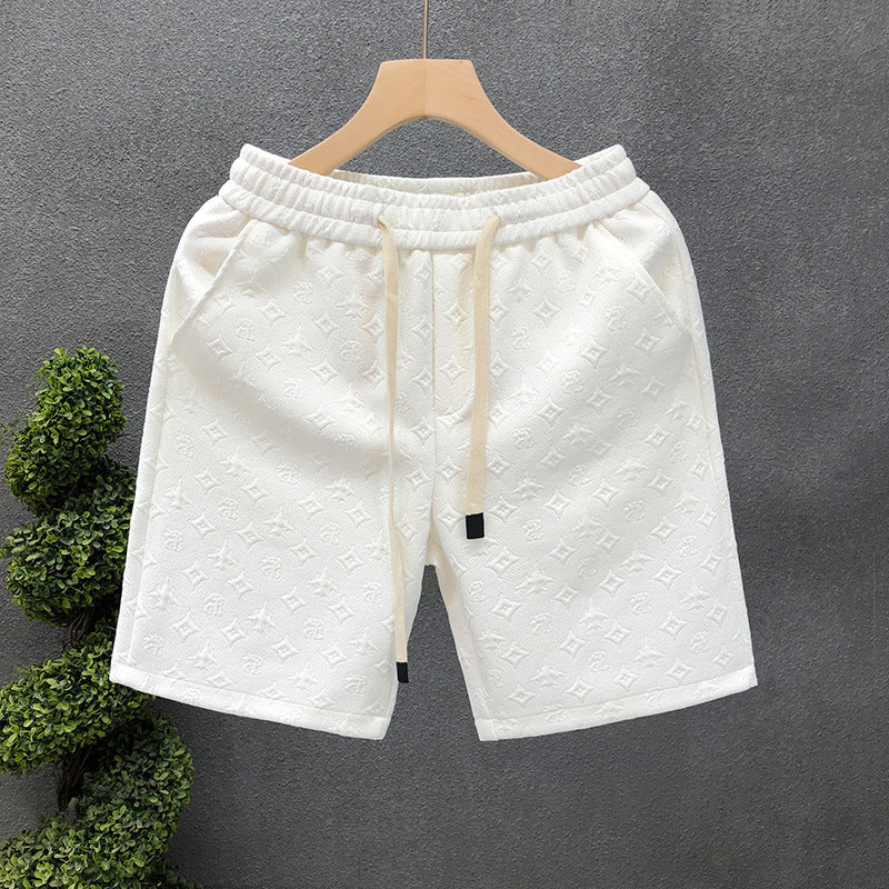 White Jacquard Shorts For Men Shorts - titoama